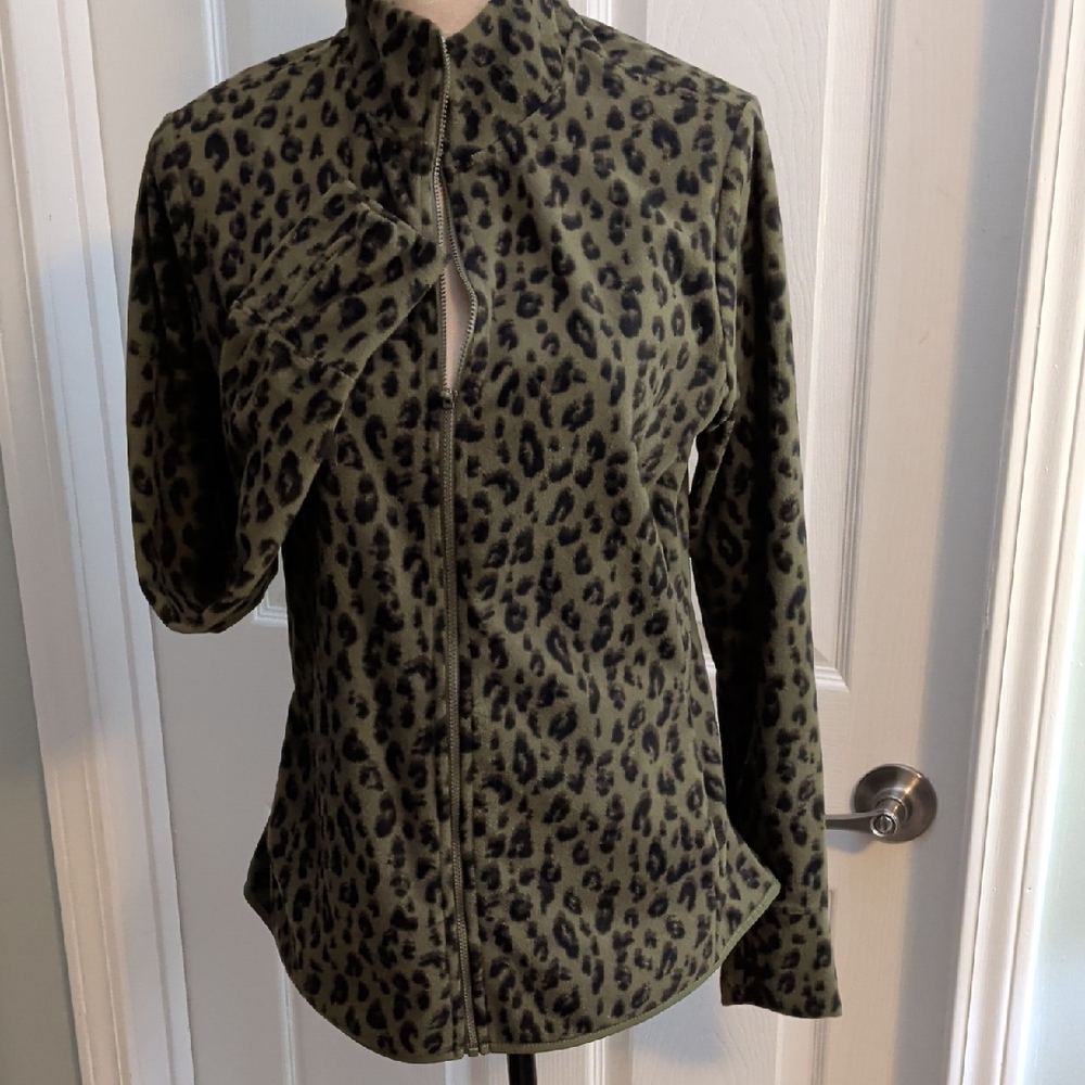 Old Navy Olive Leopard Print Jacket